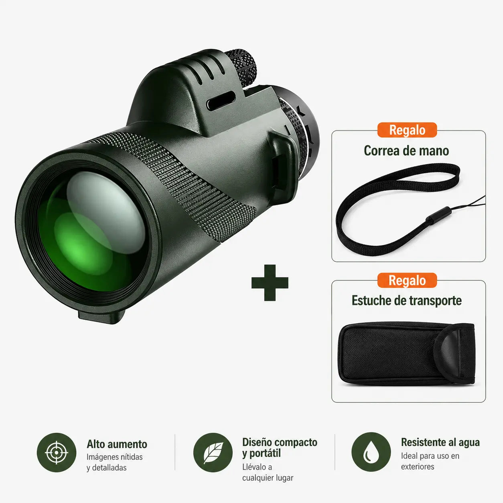 Monocular HD Ultra Zoom con Trípode + Linterna Táctica Multifuncional Titanium™ - Image 2