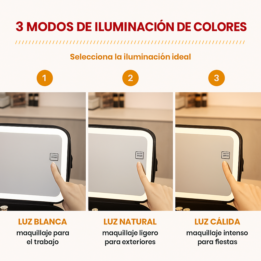 Estuche Luminaire Pro – Espejo LED de Belleza - Image 4