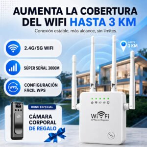 Repetidor WiFi Amplificador de Señal WIFIMAX™ + Cámara Corporal de Regalo [HASTA 3 KM DE SEÑAL] rascunho