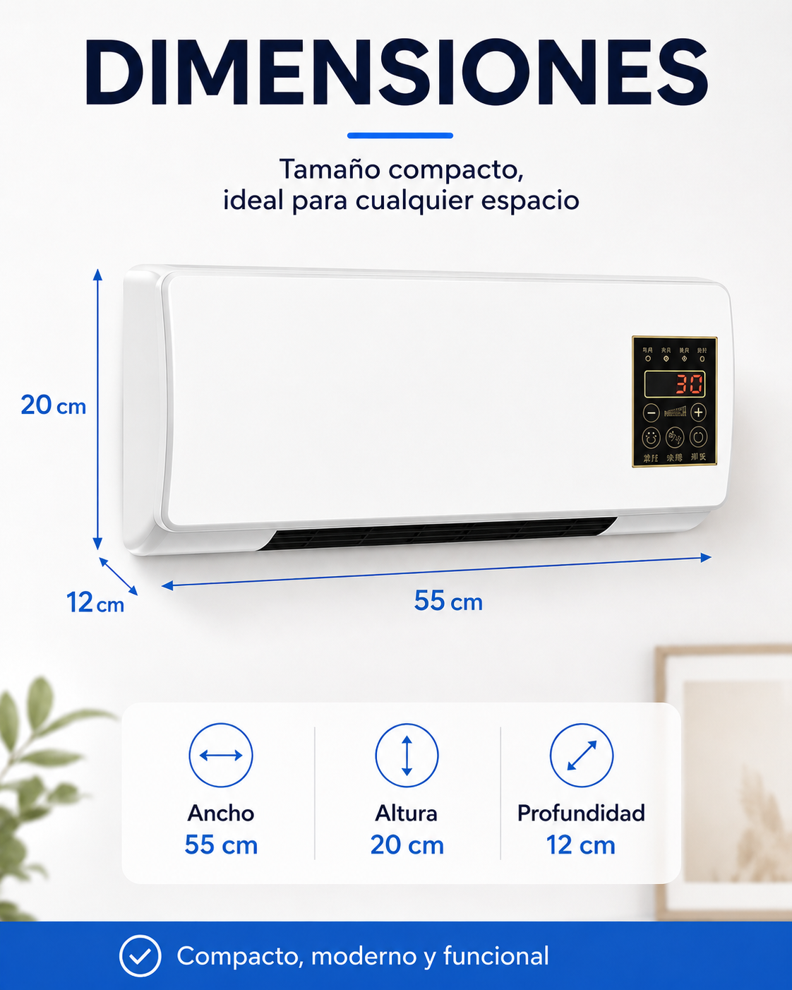 Aire acondicionado portátil de pared 2 en 1 ClimaFlow™ (frío y calor) - Image 5