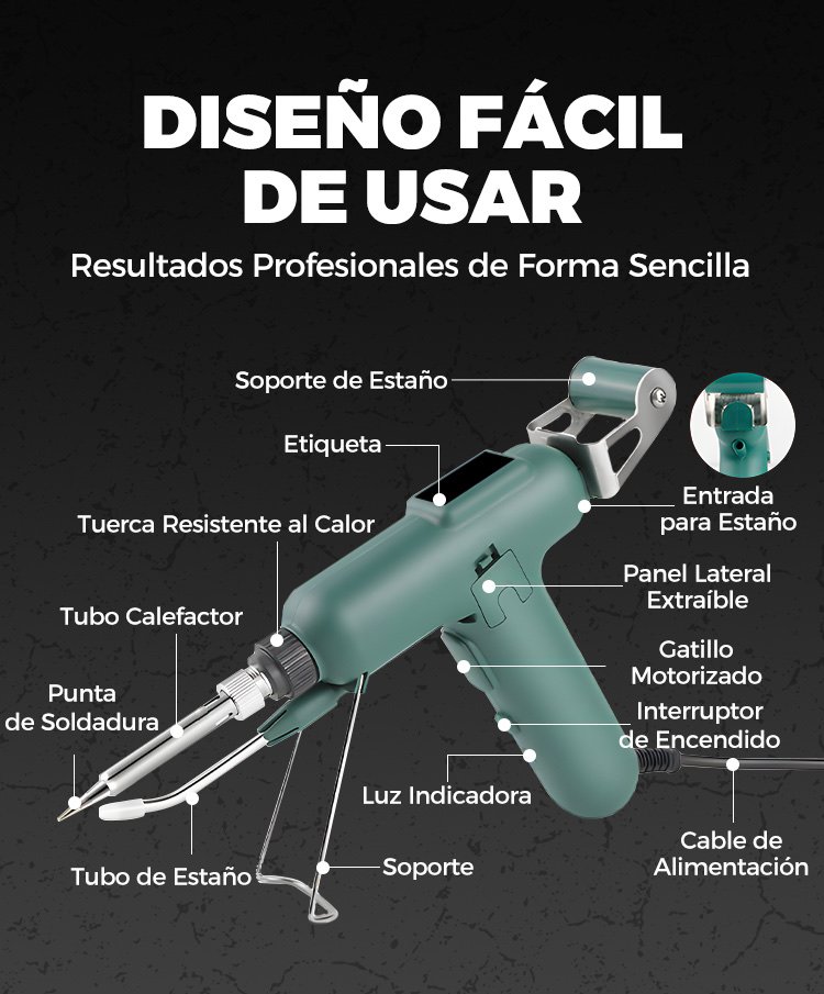 Diseño fácil de usar: partes de la pistola de soldadura