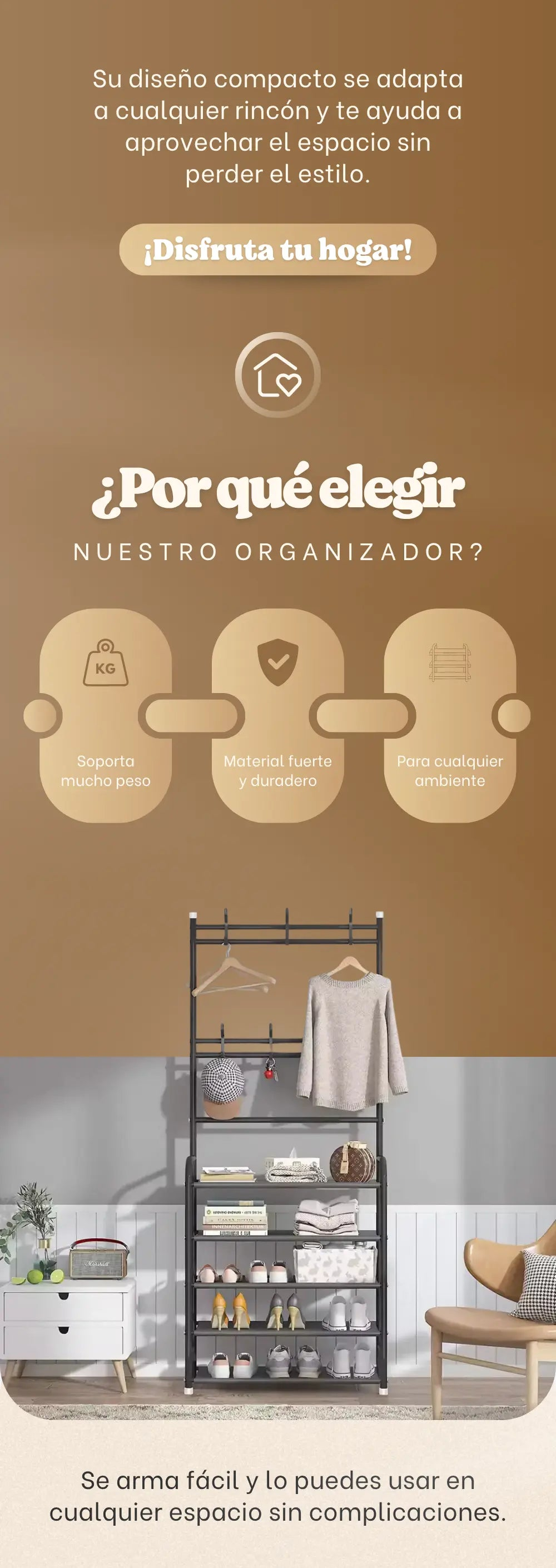 Diseño compacto y material fuerte